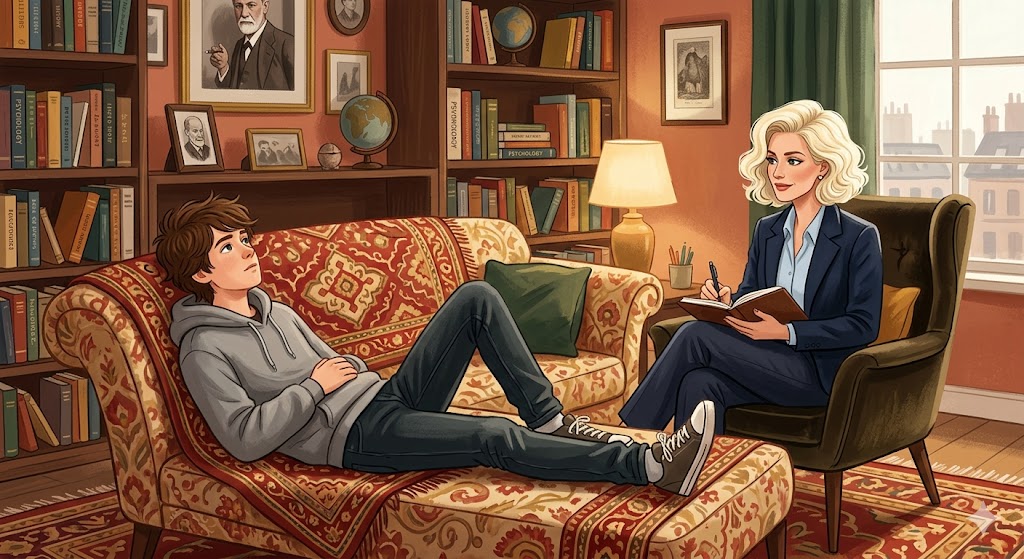 Illustration einer Psychotherapie-Sitzung